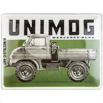Afbeelding van Metalen Bord 30x40 cm Mercedes Unimog Vintage