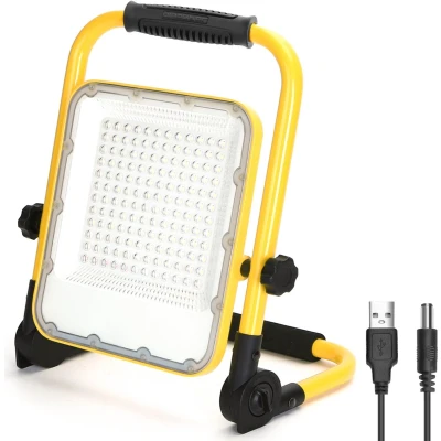 Afbeelding van Bouwlamp werklicht oplaadbaar USB LED 100W=250W schijnwerper daglichtwit 6500K 3 standen + flits blauwrood waterdicht IP65