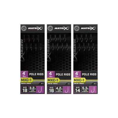 Afbeelding van Matrix Onderlijn MXC 1 Pole Rigs 10cm Spade End Barbless (8 pcs) Maat : Haak 14 0.165mm