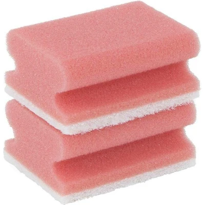 Afbeelding van Schuurspons sanitair met greep ca. 95x70x30 mm set à 2 stuks roze