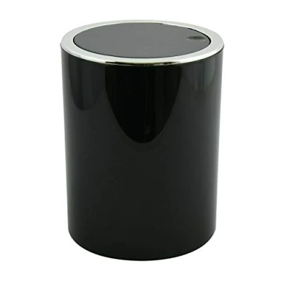 Image de MSV Bad Serie « ASPEN » Poubelle à pédale design avec couvercle basculant 6 l (diamètre x hauteur) env. 18,5 26 cm Noir