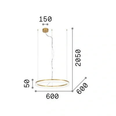 Afbeelding van Ideal Lux LED hanglamp Kroon Ø 60 cm, messingkleurig metaal