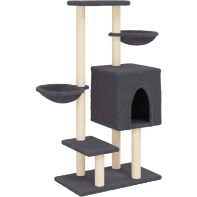 Afbeelding van Kattenmeubel met sisal krabpalen 117 cm donkergrijs