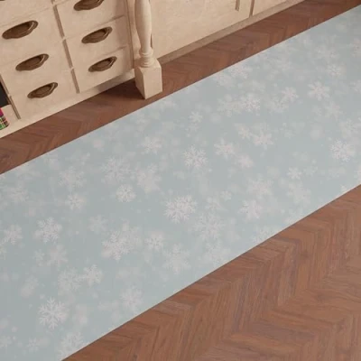 Afbeelding van PETTI Artigiani Italiani kersttapijt, keukentapijt, antislip, wasbaar, 52 x 280 cm, sneeuw, gemaakt in Italië