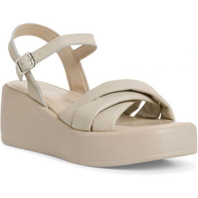 Afbeelding van Marco Tozzi Sandalen met plateauzool, Dames, Maat: 41, Pebble Leer