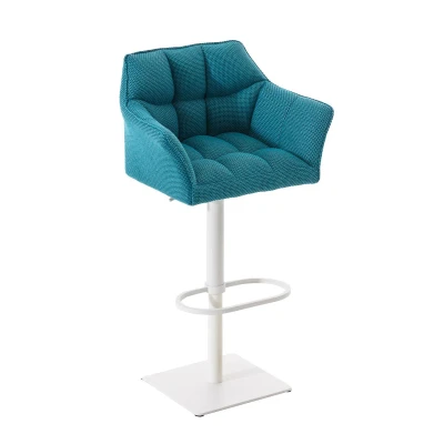 Afbeelding van Barkruk Sarpsborg Stof Wit Frame Turquoise