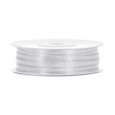 Afbeelding van Partydeco Satijn lint zilver 3mm/rol 50m