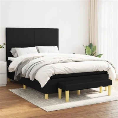 Afbeelding van vidaXL Boxspring met matras stof zwart 140x200 cm
