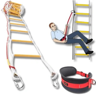 Afbeelding van ISOP 10 m noodafvoertouwladder voor huizen met 4 verdiepingen innovatieve oplossing veiligheidsladders (10 veiligheidsgordel)