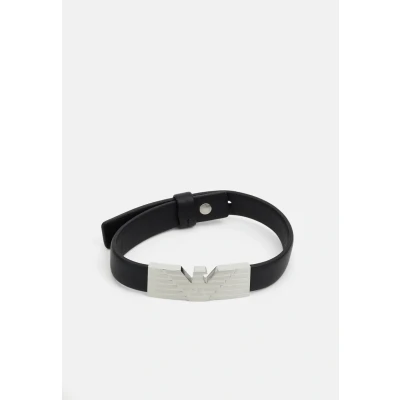 Afbeelding van Emporio Armani Herenarmband, van leer of Roestvrij staal, met karabijnsluiting, schuiver drukknop, staal