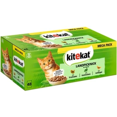 Afbeelding van 48x85g Maaltijdzakjes Landpicknick in Saus Kitekat Kattenvoer