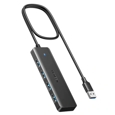 Afbeelding van UGREEN USB 3.0 hub, 4 poorten, datahub, ultradun, multiport, 3.0, 5 Gbit/s, hoge snelheid, compatibel met MacBook Pro, iMac, Surface XPS PC, laptop, stick, harde schijf, toetsenbord, muis