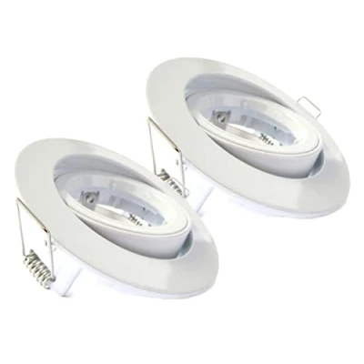 Afbeelding van 2 stuks inbouwspothouder, draaibare spothouder, model met afschroefbare ring, gat van 80 mm tot 90 mm, voor GU10 en MR16 ledlampen (rond, wit)