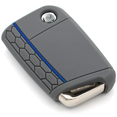 Afbeelding van VB siliconen beschermhoes voor autosleutel met 3 knoppen (asgrijs, blauw)
