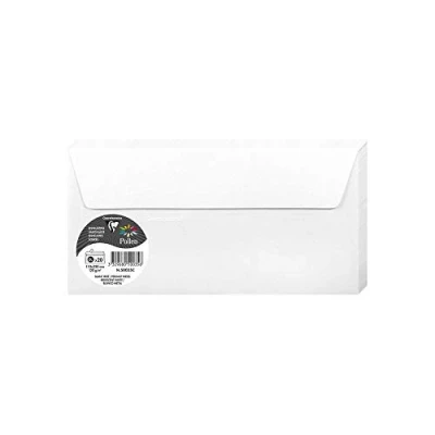 Afbeelding van Clairefontaine 50035C, verpakking met 20 zelfklevende enveloppen, formaat DL (11 x 22 cm), 120 g/m², kleur: wit, uitnodiging voor evenementen en correspondentie, Pollen serie, glad papier van hoge