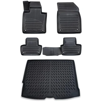 Afbeelding van ELMASLINE 3D rubberen mat en kofferbakmat voor Volvo XC 60 (XC60) 2017 2024. De middentunnel is niet geschikt het bijvullen