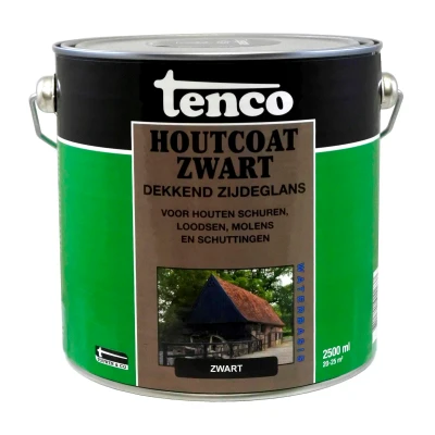 Afbeelding van Tenco Houtcoat Zwart Waterbasis Zijdeglans 2,5 ltr Buiten onderhoud