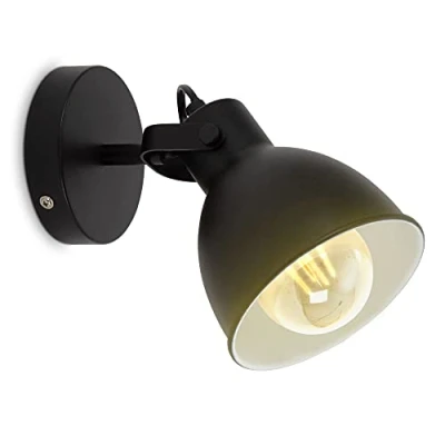 Afbeelding van B.K.Licht Industriële wandlamp metalen voor binnen zwarte netstroom plafondspot met 1 lichtpunt wandspots muurlamp draaibar E27 fitting excl. lichtbron