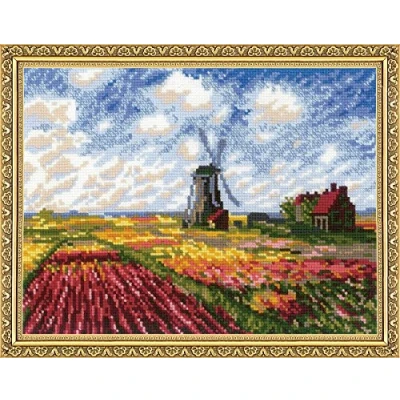 Afbeelding van Tulip Fields after C. Monet&#039;s Painting Tulp Velden na Schilderij Aida Riolis Telpakket 1643