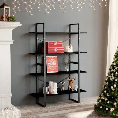 Afbeelding van Boekenkast met 4 schappen 100x30x140 cm grenenhout zwart