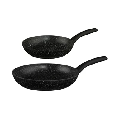 Afbeelding van Secret de Gourmet Koekenpannen set 2x Alle kookplaat/warmtebronnen Zwart Dia 24 en 28 cm
