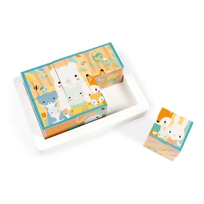 Afbeelding van Janod blokpuzzel dierenfamilies 6st