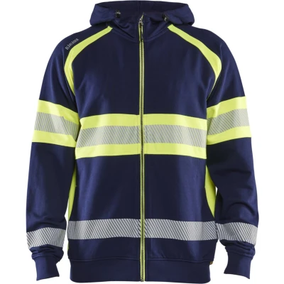 Afbeelding van Blaklader 3552 1158 High Vis Hooded sweatshirt Marine/High Geel