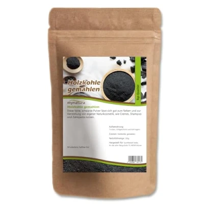 Afbeelding van Mynatura Gemalen houtskool, houtskoolpoeder, natuurlijke cosmetica, tandpasta, kleuring, in zak 500 g