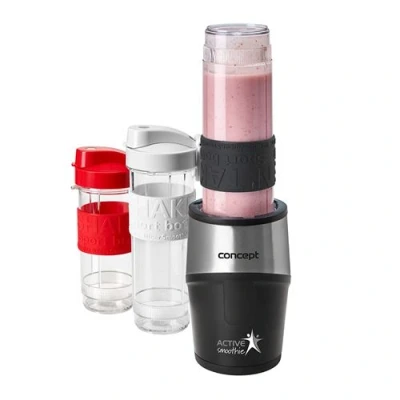 Image de CONCEPT électroménager SM3385 SMOOTHIE maker « ACTIVE », trois récipients, 500 W, noir + inox, sans BPA