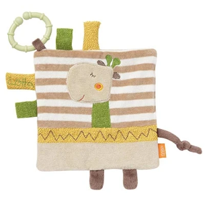 Afbeelding van Fehn 059168 Serviette bruissante girafe avec anneau/tissu bruissant d&#039;activité à suspendre structures passionnantes pour saisir et produire du bruit bébés enfants partir de 0 mois