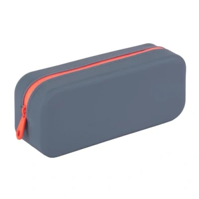 Image de APLI 19917 Trousse scolaire en silicone bicolore bleu et orange, résistante à l&#039;eau, design rectangulaire moderne polyvalent, collection Néon, taille 75 x 185 55 mm