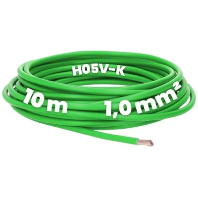 Afbeelding van Kalitec 10 meter H05V K 1 mm² groene bedradingskabel I kernkabel flexibel PVC enkeladerig meeraderig 1mm2 bedrading fijnaderig enkele kabel massief schakeldraad