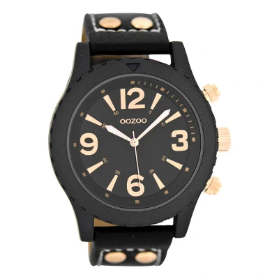Afbeelding van OOZOO Timepieces zwarte horloge met leren band C6114