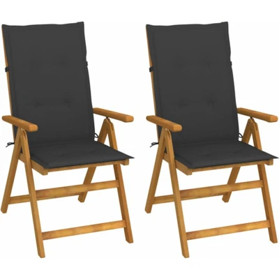 Afbeelding van Tuinstoelen 2 st verstelbaar met kussens massief acaciahout