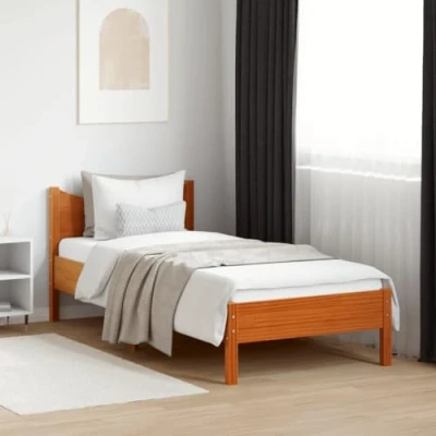 Image de vidaXL Cadre de lit sans matelas cire marron 75x190 cm bois pin massif