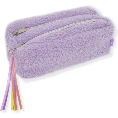 Afbeelding van Kangaro etui Beach Happy paars bont 18x8x7cm twee vakken K PM320032