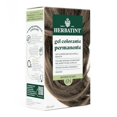 Afbeelding van Herbatint Permanente kleurgel voor haar, 6N, donkerblond, 170 ml, ammoniakvrij, 100% dekking wit de gevoelige huid, met 8 biologische natuurlijke extracten