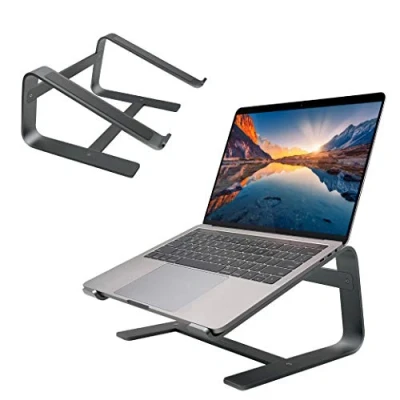 Afbeelding van Macally Aluminium laptopstandaard werkt met alle MacBook/Pro/Air en laptops tussen 10 17,3 inch elegante robuuste laptop hefbrug (ASTANSG), Space Grey