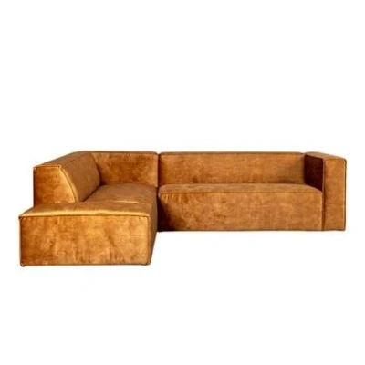 Afbeelding van Bronx71 Velvet hoekbank Memphis okergeel links