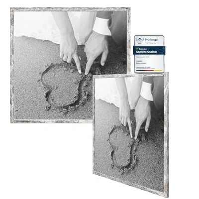 Afbeelding van CABBEL Set van 2 fotolijsten, lijst voor documenten, collages, posters, mdf met acrylglas, om op te hangen, berken, 60 x cm