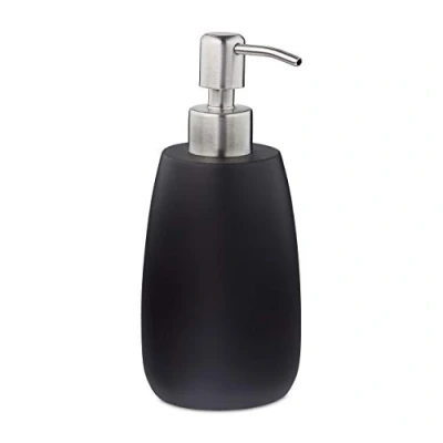 Afbeelding van Relaxdays zeeppompje navulbaar zeepdispenser 300 ml handzeeppompje badkamer zwart