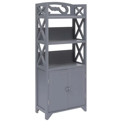 Afbeelding van Badkamerkast 46x24x116 cm paulowniahout grijs