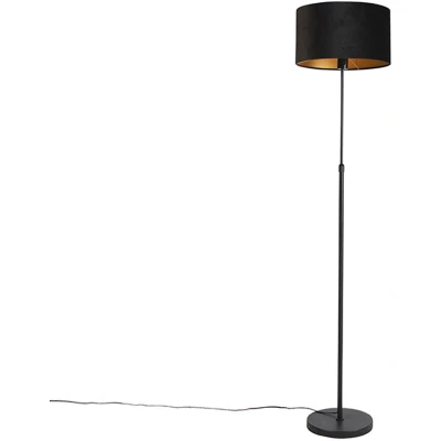 Afbeelding van QAZQA Vloerlamp zwart met velours kap goud 35 cm Parte