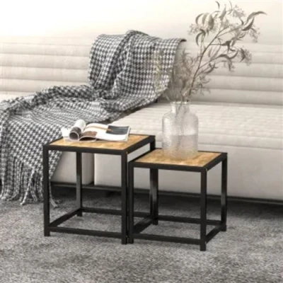 Afbeelding van Salontafels 2 st MDF zwart en geel