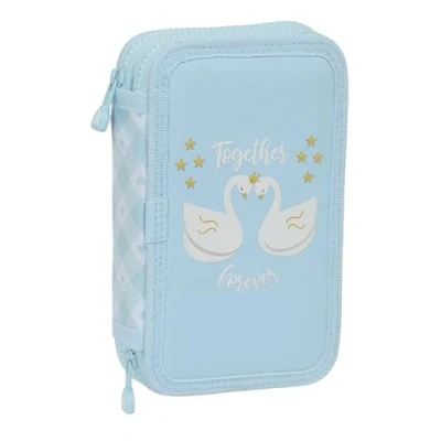 Afbeelding van Dubbele etui Glow Lab Cisnes Blauw 12.5 x 19.5 4 cm (28 Onderdelen)