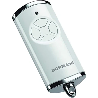 Afbeelding van Hörmann 4511565 handzender HSE 4 BS, frequentie 868 MHz, garagedeuraandrijving met verchroomde doppen, glanzend wit
