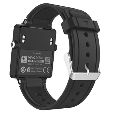 Afbeelding van MoKo Horlogebandje compatibel met Garmin Vivoactive Zachte siliconen vervangende horlogeband voor Acetaat Smart Horloge Zwart