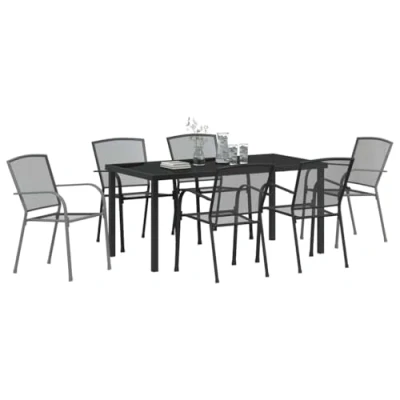 Afbeelding van vidaXL 7 delig Tuin Diner Set Anthraciet Staal