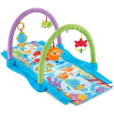 Afbeelding van Fisher Price Muzikale kruipmat en activiteiten 2 in 1 zeepaardje voor baby&#039;s, hangend zeedierspeelgoed, tunnel om over te steken, vanaf de geboorte, DRD92, meerkleurig