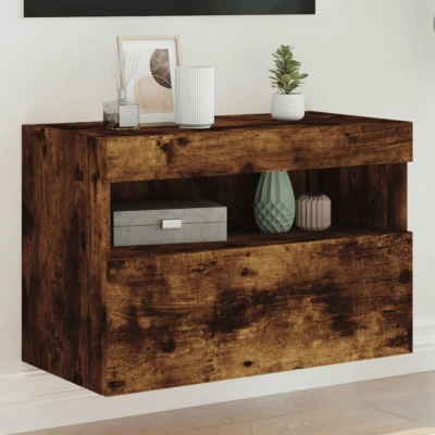 Afbeelding van Tv wandmeubel met LED verlichting 60x30x40 cm gerookt eiken